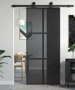 vidaXL Schuifdeur 90x205 cm gehard glas en aluminium zwart