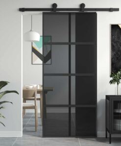 vidaXL Schuifdeur 90x205 cm gehard glas en aluminium zwart