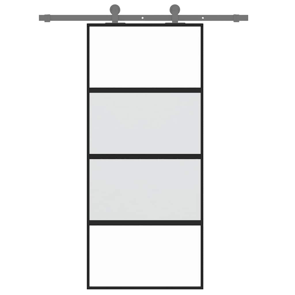 vidaXL Schuifdeur 90x205 cm gehard glas en aluminium zwart - Afbeelding 3