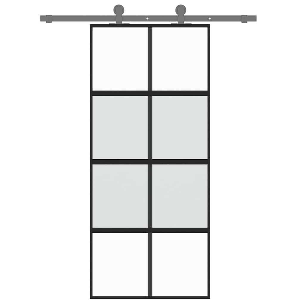 vidaXL Schuifdeur 90x205 cm gehard glas en aluminium zwart - Afbeelding 3