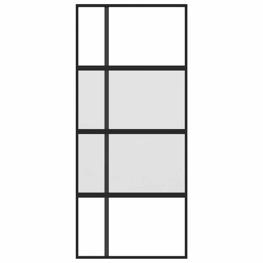 vidaXL Schuifdeur 90x205 cm gehard glas en aluminium zwart - Afbeelding 3