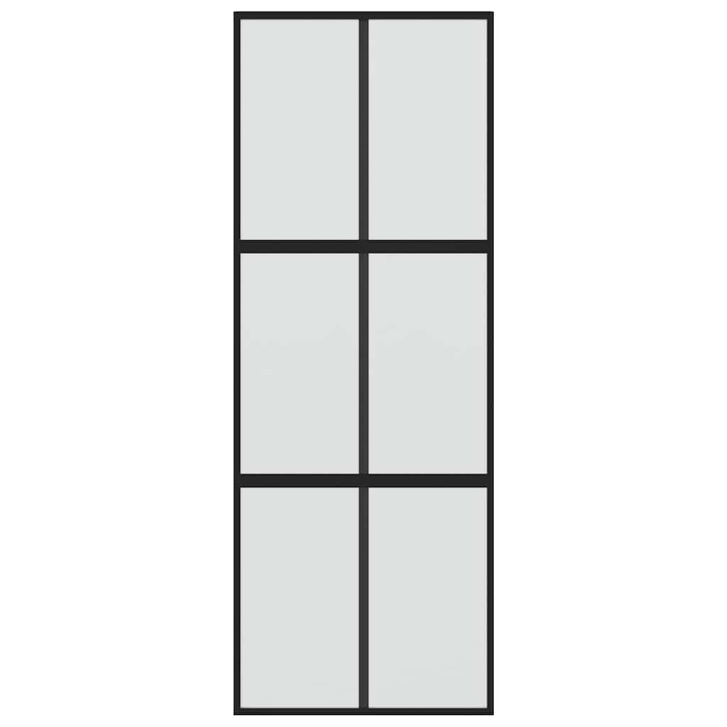 vidaXL Schuifdeur 90x205 cm gehard glas en aluminium zwart - Afbeelding 4