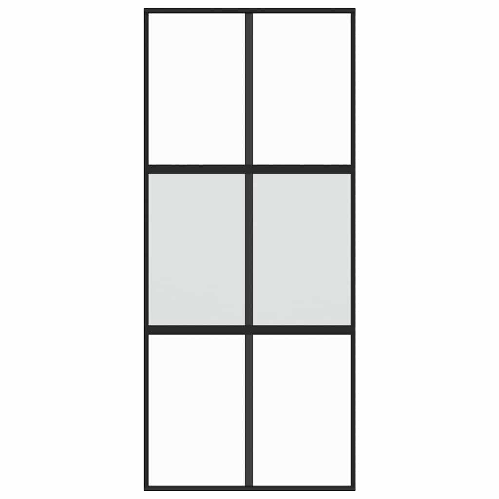 vidaXL Schuifdeur 90x205 cm gehard glas en aluminium zwart - Afbeelding 4