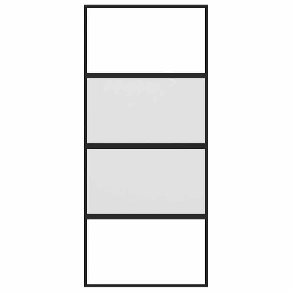 vidaXL Schuifdeur 90x205 cm gehard glas en aluminium zwart - Afbeelding 4