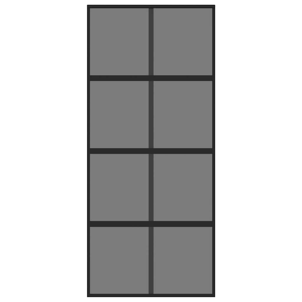 vidaXL Schuifdeur 90x205 cm gehard glas en aluminium zwart - Afbeelding 4