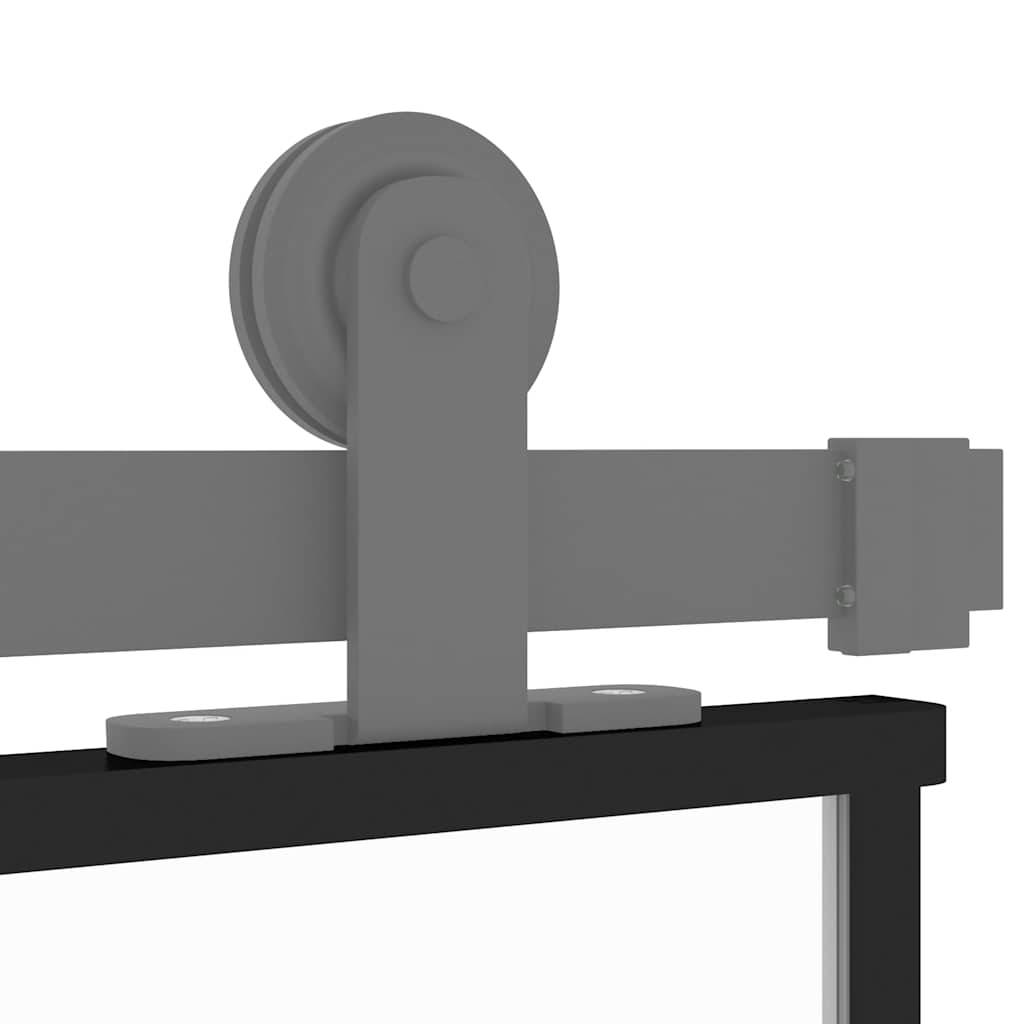 vidaXL Schuifdeur 90x205 cm gehard glas en aluminium zwart - Afbeelding 7