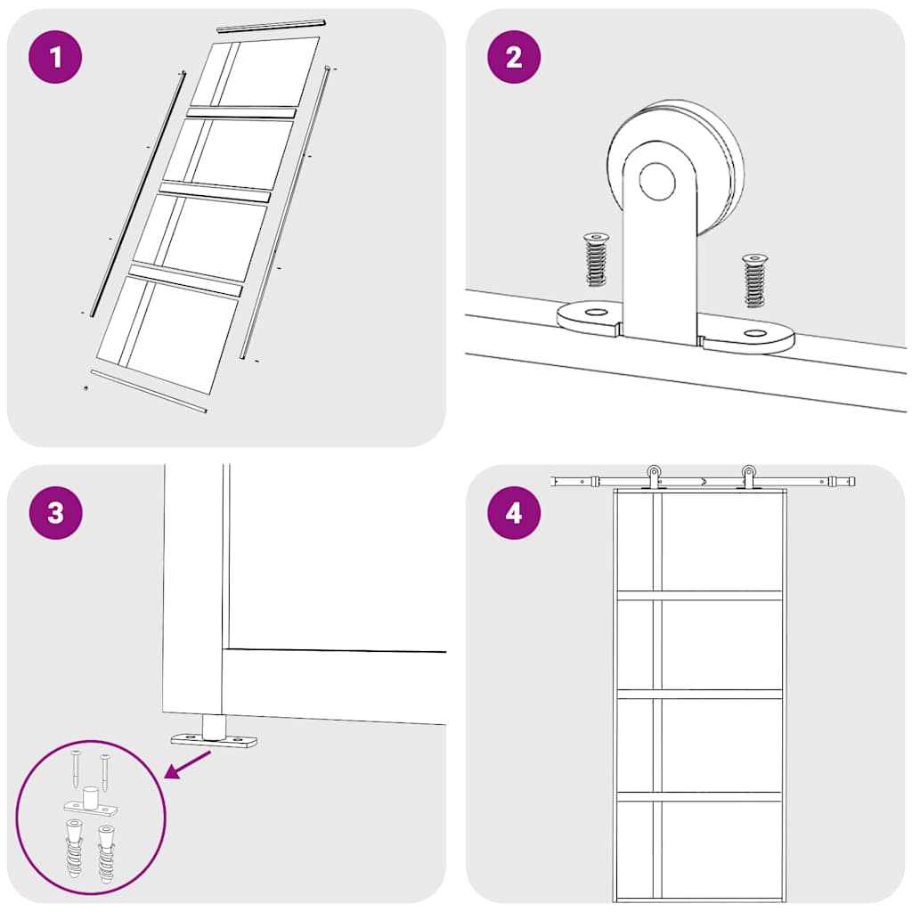 vidaXL Schuifdeur 90x205 cm gehard glas en aluminium zwart - Afbeelding 7