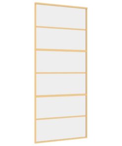 vidaXL Schuifdeur 90x205 cm helder ESG-glas en aluminium goudkleurig