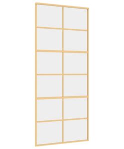 vidaXL Schuifdeur 90x205 cm helder ESG-glas en aluminium goudkleurig
