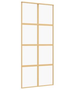 vidaXL Schuifdeur 90x205 cm helder ESG-glas en aluminium goudkleurig