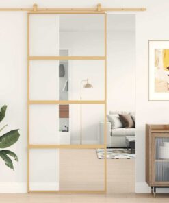 vidaXL Schuifdeur 90x205 cm helder ESG-glas en aluminium goudkleurig