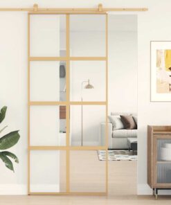 vidaXL Schuifdeur 90x205 cm helder ESG-glas en aluminium goudkleurig
