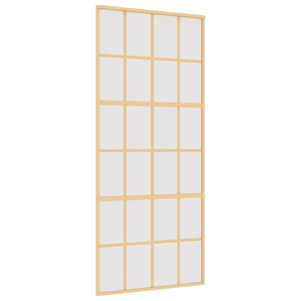vidaXL Schuifdeur 90x205 cm mat ESG-glas en aluminium goudkleurig