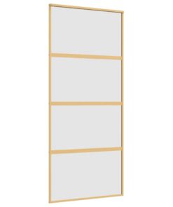 vidaXL Schuifdeur 90x205 cm mat ESG-glas en aluminium goudkleurig
