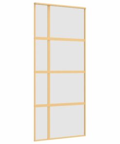 vidaXL Schuifdeur 90x205 cm mat ESG-glas en aluminium goudkleurig