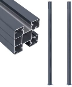vidaXL Schuttingpalen 2 st 185 cm aluminium donkergrijs