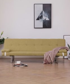 vidaXL Slaapbank met twee kussens polyester groen