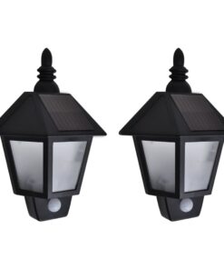 vidaXL Solar-wandlampen 2 st met bewegingsensor zwart