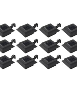 vidaXL Solarlampen 12 st LED vierkant 12 cm zwart