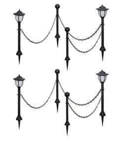 vidaXL Solarlampen 4 st met hekwerk en palen