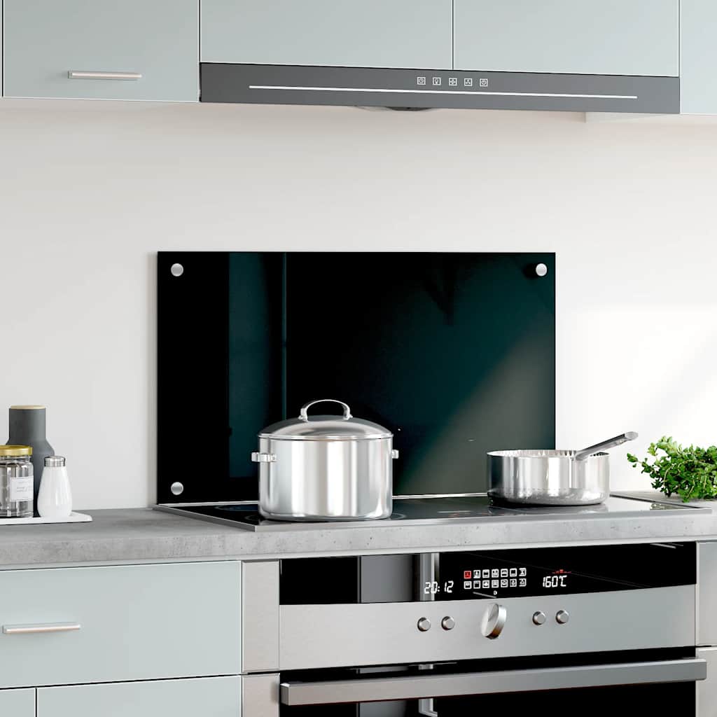 vidaXL Spatscherm keuken 70x40 cm gehard glas zwart - Afbeelding 3