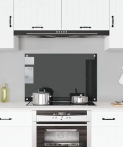 vidaXL Spatscherm keuken 90x60 cm gehard glas zwart