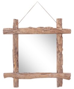 vidaXL Spiegel houtblokken70x70 cm gerecycled teakhout naturel