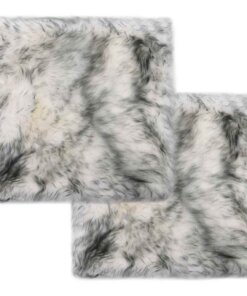 vidaXL Stoelkussens 2 st 40x40 cm schapenvacht gemêleerd donkergrijs