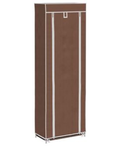 vidaXL Stoffen schoenenrek met hoes 162 x 57 x 29 cm bruin