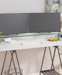 vidaXL TV-meubel/monitorverhoger transparant 110x30x13 cm glas