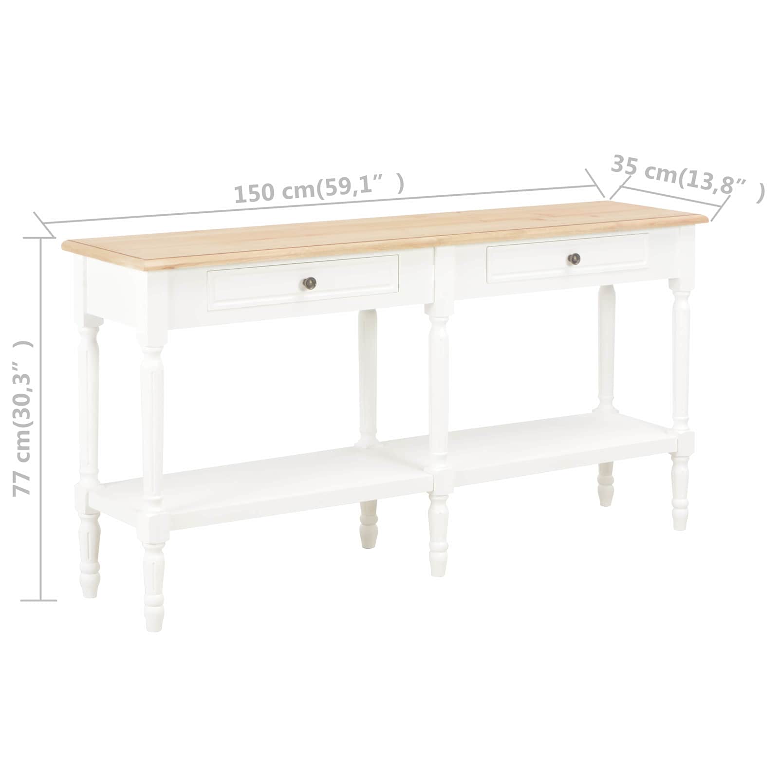 vidaXL Tafel met lade Wit Hout - Afbeelding 6