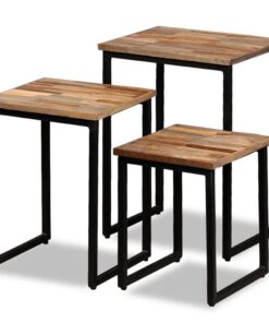 vidaXL Tafeltjesset massief gerecycled teakhout 3-delig