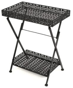 vidaXL Theetafel vintage stijl inklapbaar 58x35x72 cm metaal zwart