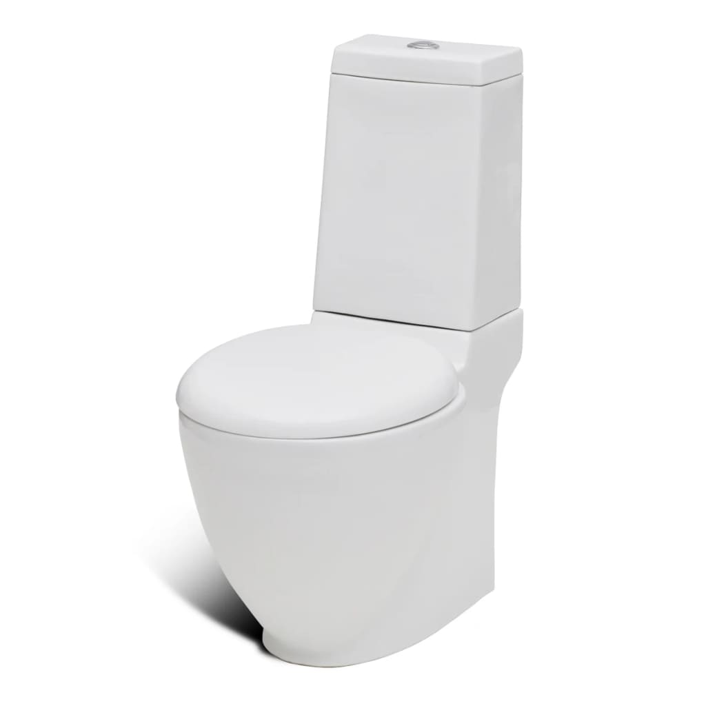 vidaXL Toilet- en bidetset staand keramiek wit - Afbeelding 3