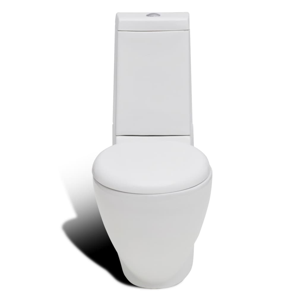 vidaXL Toilet- en bidetset staand keramiek wit - Afbeelding 4