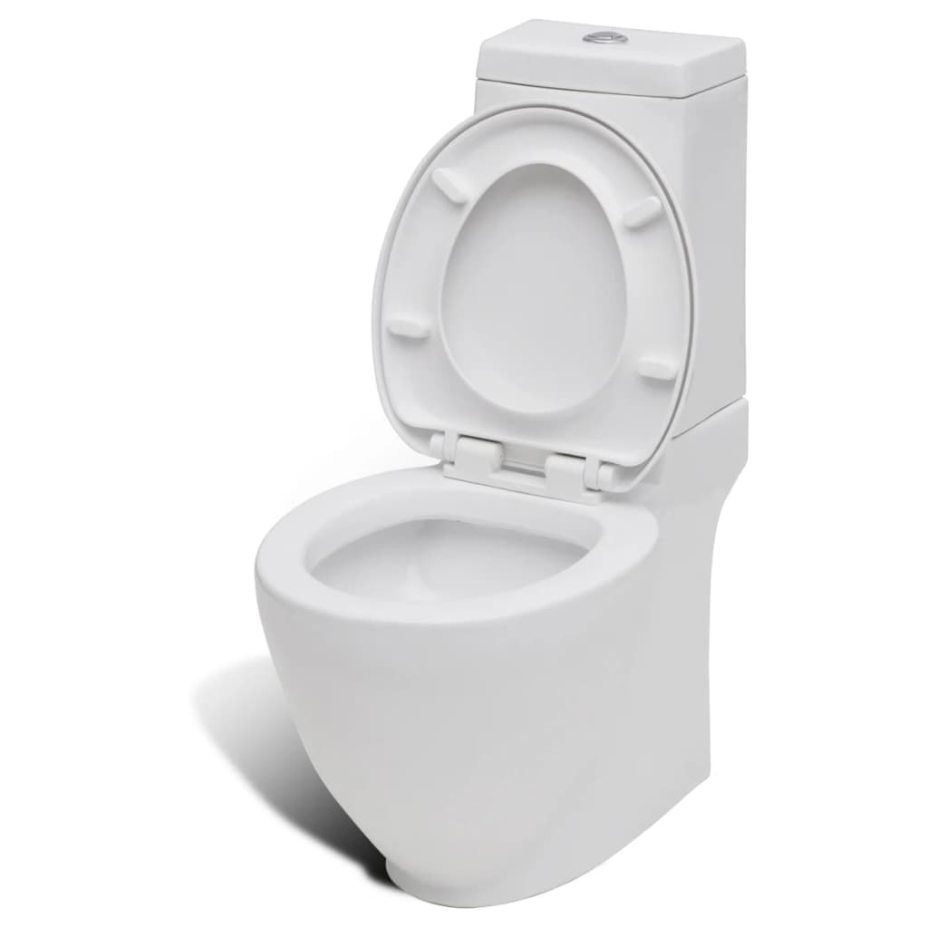vidaXL Toilet- en bidetset staand keramiek wit - Afbeelding 6