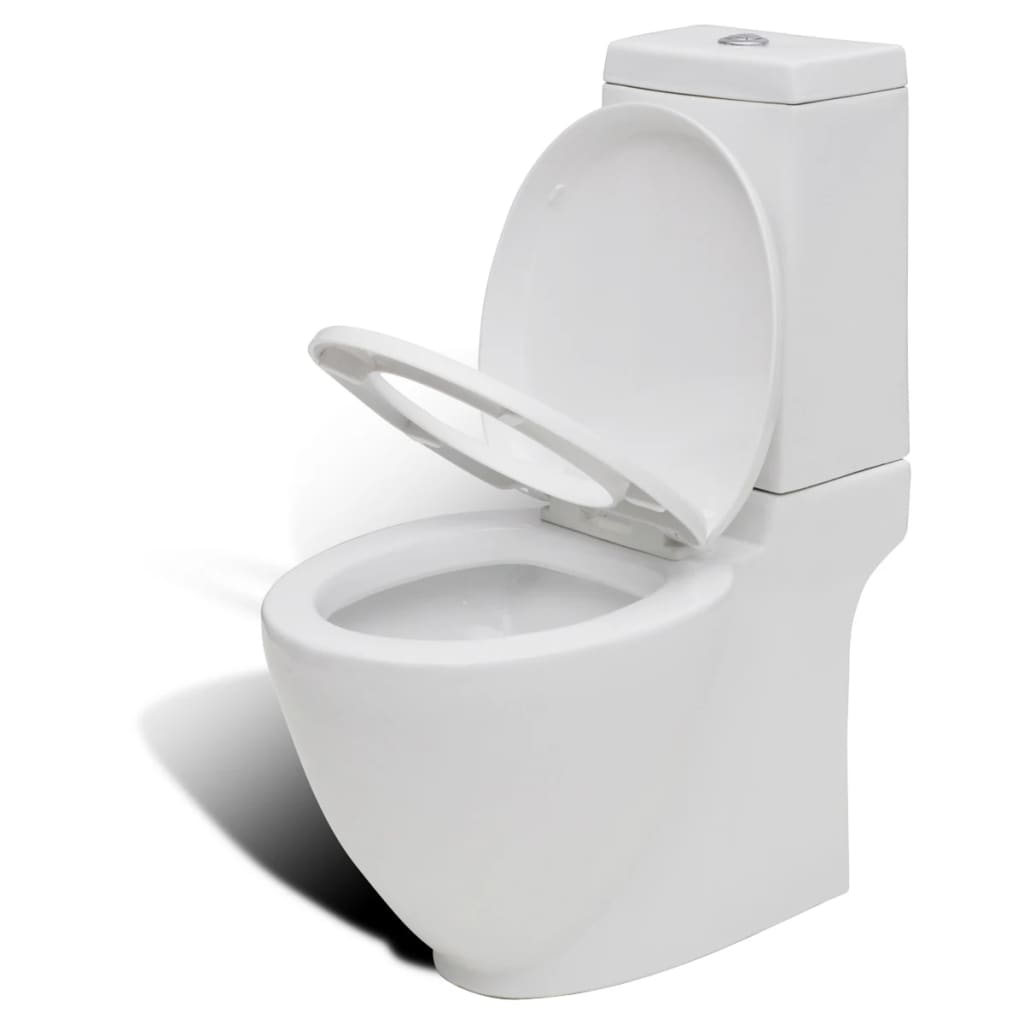 vidaXL Toilet- en bidetset staand keramiek wit - Afbeelding 7