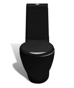 vidaXL Toilet- en bidetset staand keramiek zwart
