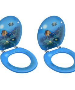 vidaXL Toiletbrillen met deksel 2 st diepzee MDF