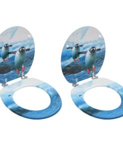 vidaXL Toiletbrillen met deksel 2 st pinguïn MDF
