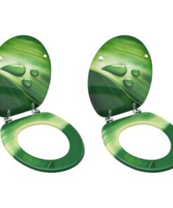 vidaXL Toiletbrillen met deksel 2 st waterdruppel MDF groen