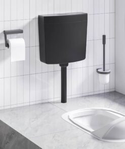 vidaXL Toiletstortbak met watertoevoer onderin 3/6 L zwart