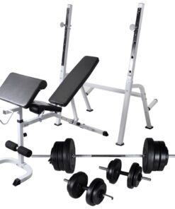 vidaXL Trainingsbank met gewichtenrek en halterset 60