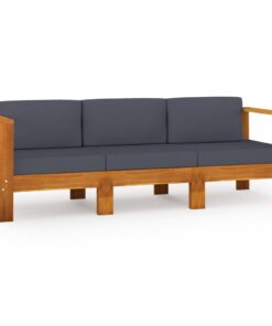 vidaXL Tuinbank 3-zits met donkergrijze kussens acaciahout