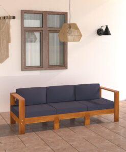 vidaXL Tuinbank 3-zits met donkergrijze kussens acaciahout