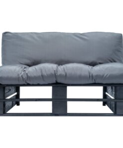 vidaXL Tuinbank met grijze kussens pallet grenenhout