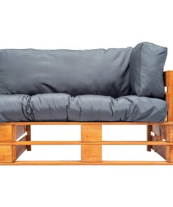 vidaXL Tuinbank met grijze kussens pallet grenenhout