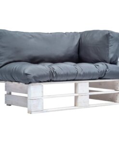 vidaXL Tuinbank met grijze kussens pallet grenenhout