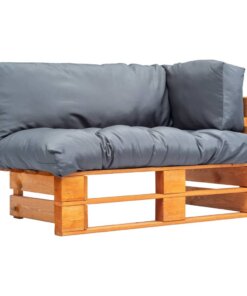 vidaXL Tuinbank met grijze kussens pallet grenenhout