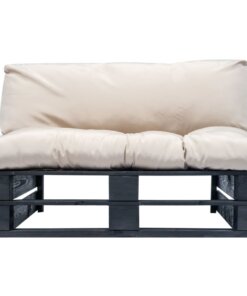 vidaXL Tuinbank met zandkleurige kussens pallet grenenhout